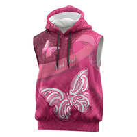 New Zealand Breast Cancer Awareness Sleeveless Hoodie Pink Ribbon Butterfly Maori Pattern LT22 Pink - Polynesian Pride