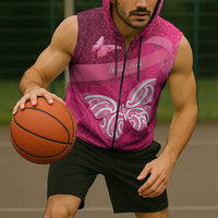 New Zealand Breast Cancer Awareness Sleeveless Zip Hoodie Pink Ribbon Butterfly Maori Pattern LT22 - Polynesian Pride