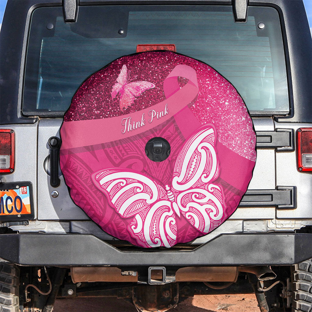 New Zealand Breast Cancer Awareness Spare Tire Cover Pink Ribbon Butterfly Maori Pattern LT22 Pink - Polynesian Pride