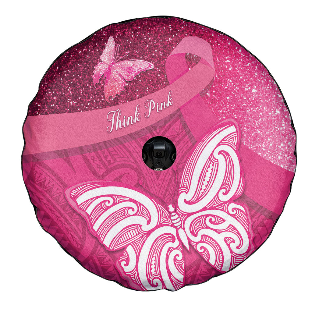 New Zealand Breast Cancer Awareness Spare Tire Cover Pink Ribbon Butterfly Maori Pattern LT22 - Polynesian Pride