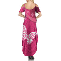 New Zealand Breast Cancer Awareness Summer Maxi Dress Pink Ribbon Butterfly Maori Pattern LT22 - Polynesian Pride