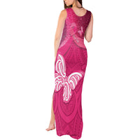 New Zealand Breast Cancer Awareness Tank Maxi Dress Pink Ribbon Butterfly Maori Pattern LT22 - Polynesian Pride