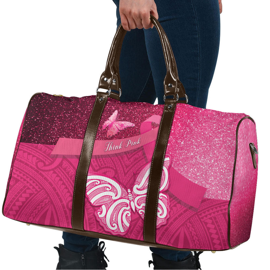 New Zealand Breast Cancer Awareness Travel Bag Pink Ribbon Butterfly Maori Pattern LT22 - Polynesian Pride