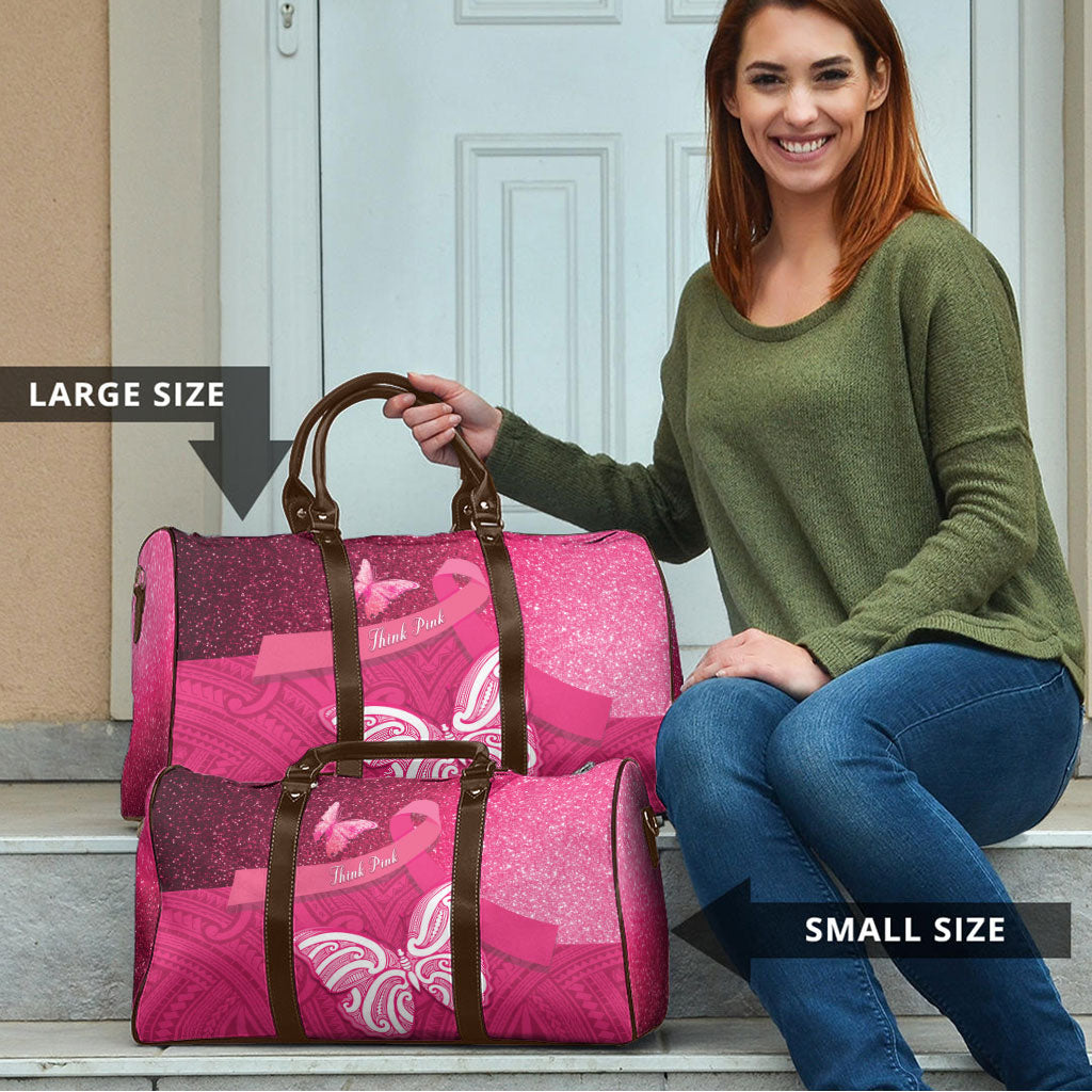 New Zealand Breast Cancer Awareness Travel Bag Pink Ribbon Butterfly Maori Pattern LT22 - Polynesian Pride