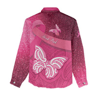 New Zealand Breast Cancer Awareness Women Casual Shirt Pink Ribbon Butterfly Maori Pattern LT22 - Polynesian Pride