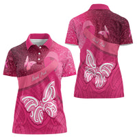 New Zealand Breast Cancer Awareness Women Polo Shirt Pink Ribbon Butterfly Maori Pattern LT22 - Polynesian Pride