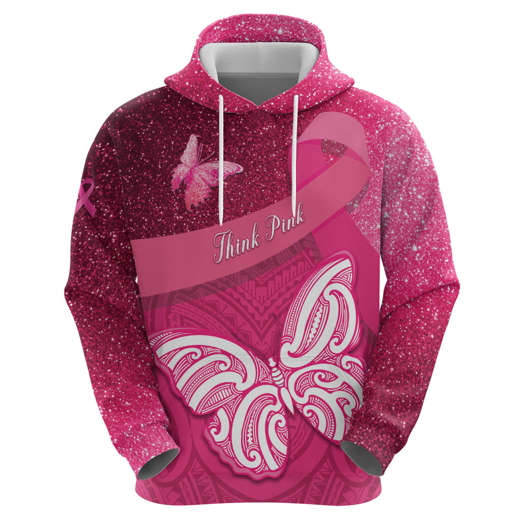 New Zealand Breast Cancer Awareness Zip Hoodie Pink Ribbon Butterfly Maori Pattern LT22 - Polynesian Pride