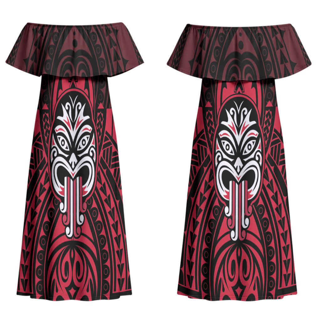 New Zealand Maori Language Week Couples Matching Off Shoulder Maxi Dress and Long Sleeve Button Shirt Te Wiki O Te Reo Maori Hei Tiki LT22 - Polynesian Pride