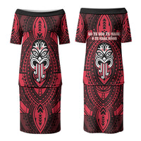 New Zealand Maori Language Week Couples Matching Puletasi and Long Sleeve Button Shirt Te Wiki O Te Reo Maori Hei Tiki LT22 - Polynesian Pride