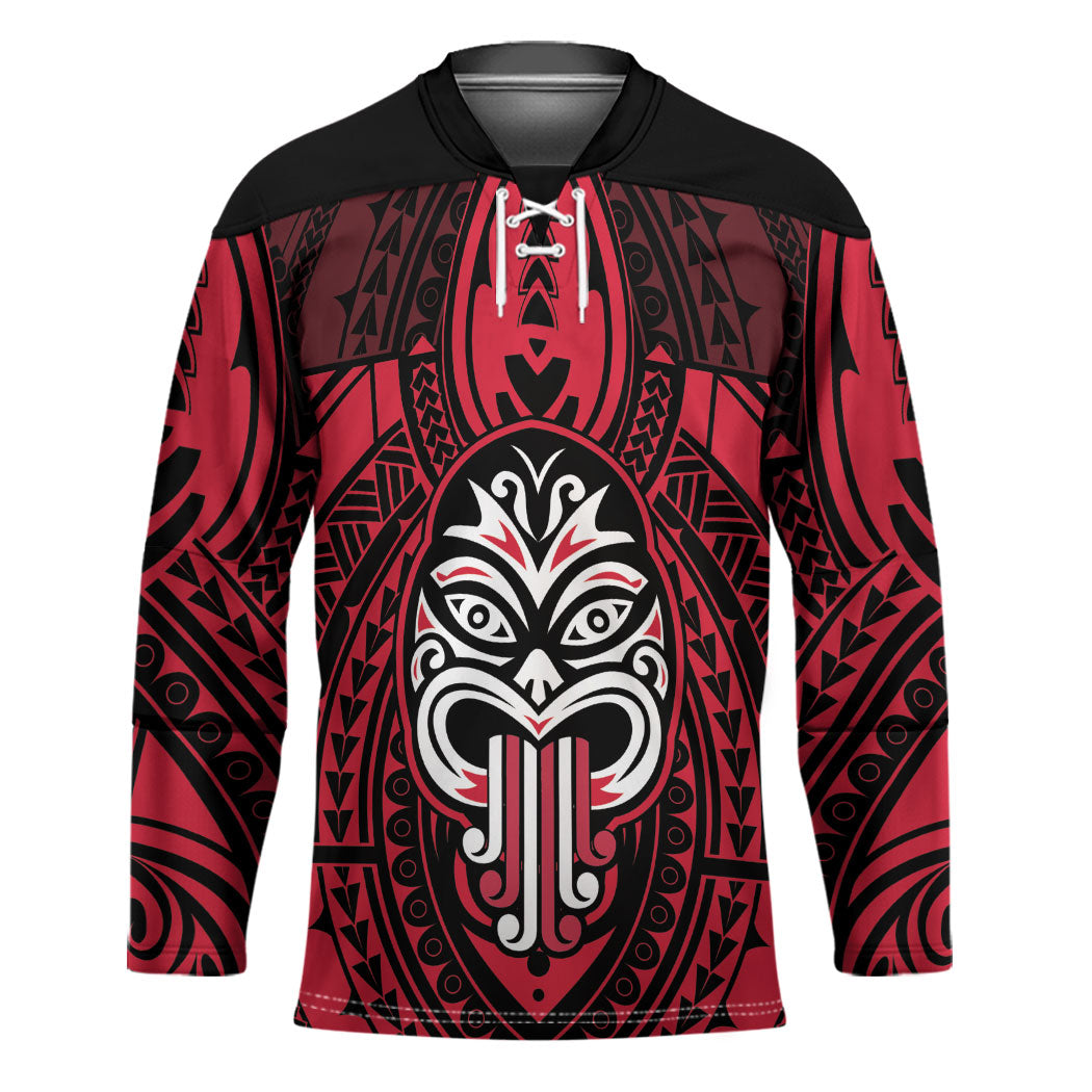 New Zealand Maori Language Week Hockey Jersey Te Wiki O Te Reo Maori Hei Tiki LT22 Unisex Red - Polynesian Pride