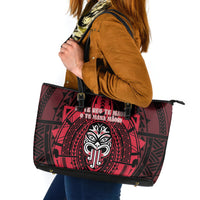 New Zealand Maori Language Week Leather Tote Bag Te Wiki O Te Reo Maori Hei Tiki LT22 Red - Polynesian Pride
