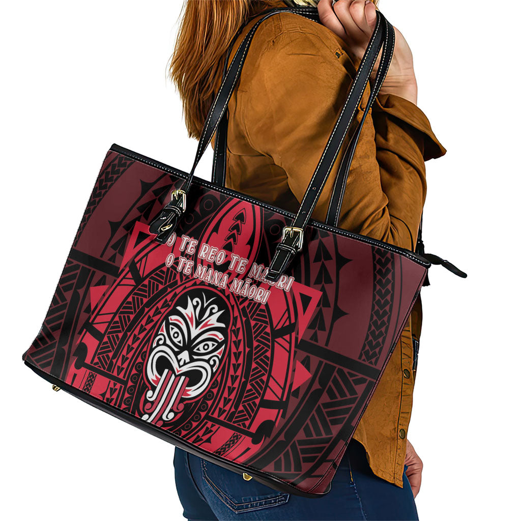 New Zealand Maori Language Week Leather Tote Bag Te Wiki O Te Reo Maori Hei Tiki LT22 - Polynesian Pride