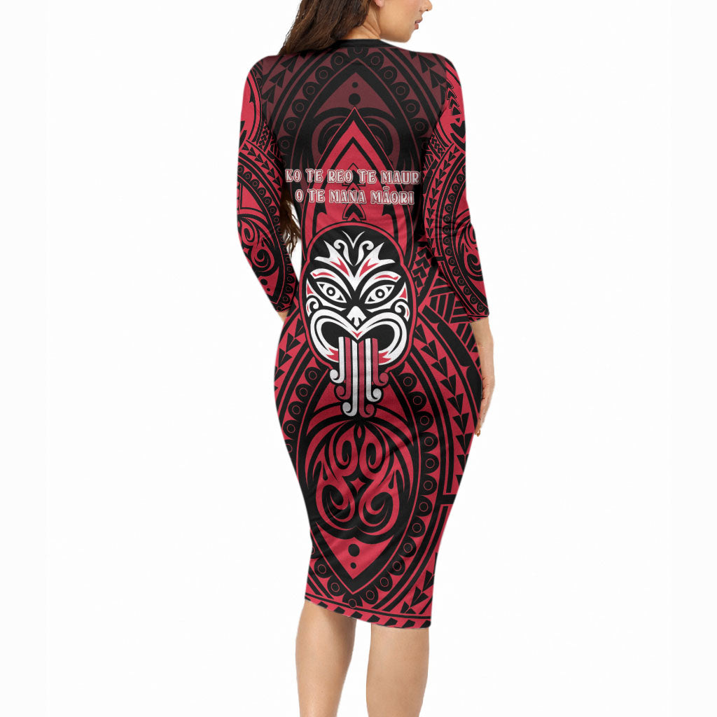New Zealand Maori Language Week Long Sleeve Bodycon Dress Te Wiki O Te Reo Maori Hei Tiki LT22 - Polynesian Pride