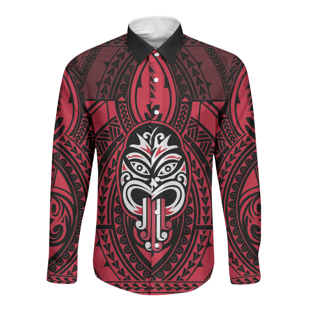 New Zealand Maori Language Week Long Sleeve Button Shirt Te Wiki O Te Reo Maori Hei Tiki LT22 Unisex Red - Polynesian Pride