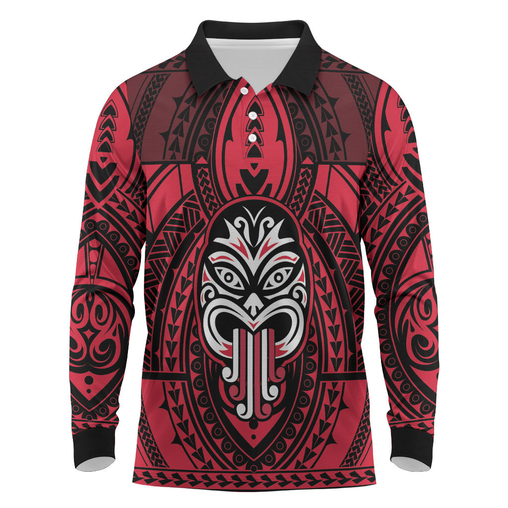 New Zealand Maori Language Week Long Sleeve Polo Shirt Te Wiki O Te Reo Maori Hei Tiki LT22 Red - Polynesian Pride