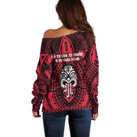 New Zealand Maori Language Week Off Shoulder Sweater Te Wiki O Te Reo Maori Hei Tiki LT22 - Polynesian Pride