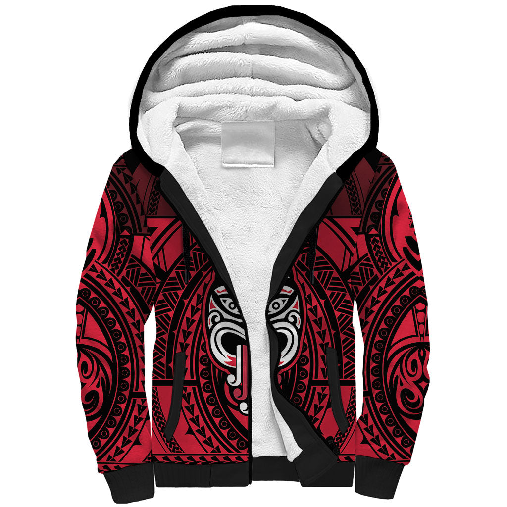 New Zealand Maori Language Week Sherpa Hoodie Te Wiki O Te Reo Maori Hei Tiki LT22 Unisex Red - Polynesian Pride