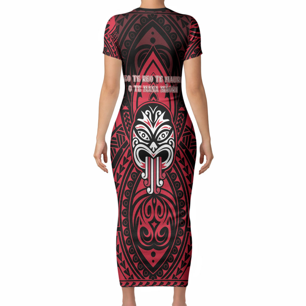 New Zealand Maori Language Week Short Sleeve Bodycon Dress Te Wiki O Te Reo Maori Hei Tiki LT22 - Polynesian Pride