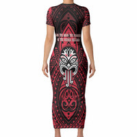 New Zealand Maori Language Week Short Sleeve Bodycon Dress Te Wiki O Te Reo Maori Hei Tiki LT22 - Polynesian Pride