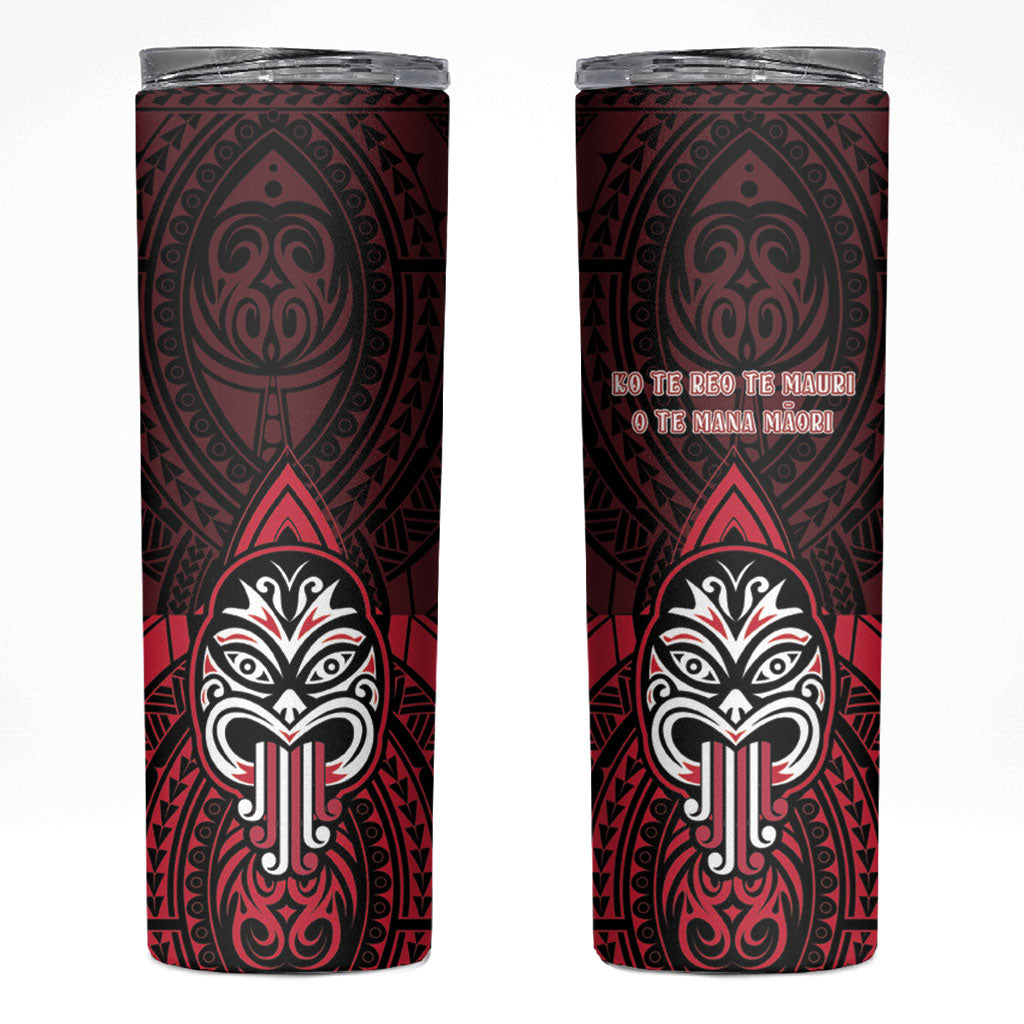 New Zealand Maori Language Week Skinny Tumbler Te Wiki O Te Reo Maori Hei Tiki LT22 Red - Polynesian Pride