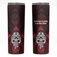 New Zealand Maori Language Week Skinny Tumbler Te Wiki O Te Reo Maori Hei Tiki LT22 Red - Polynesian Pride