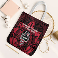 New Zealand Maori Language Week Tote Bag Te Wiki O Te Reo Maori Hei Tiki LT22 White Strap One Size Red - Polynesian Pride