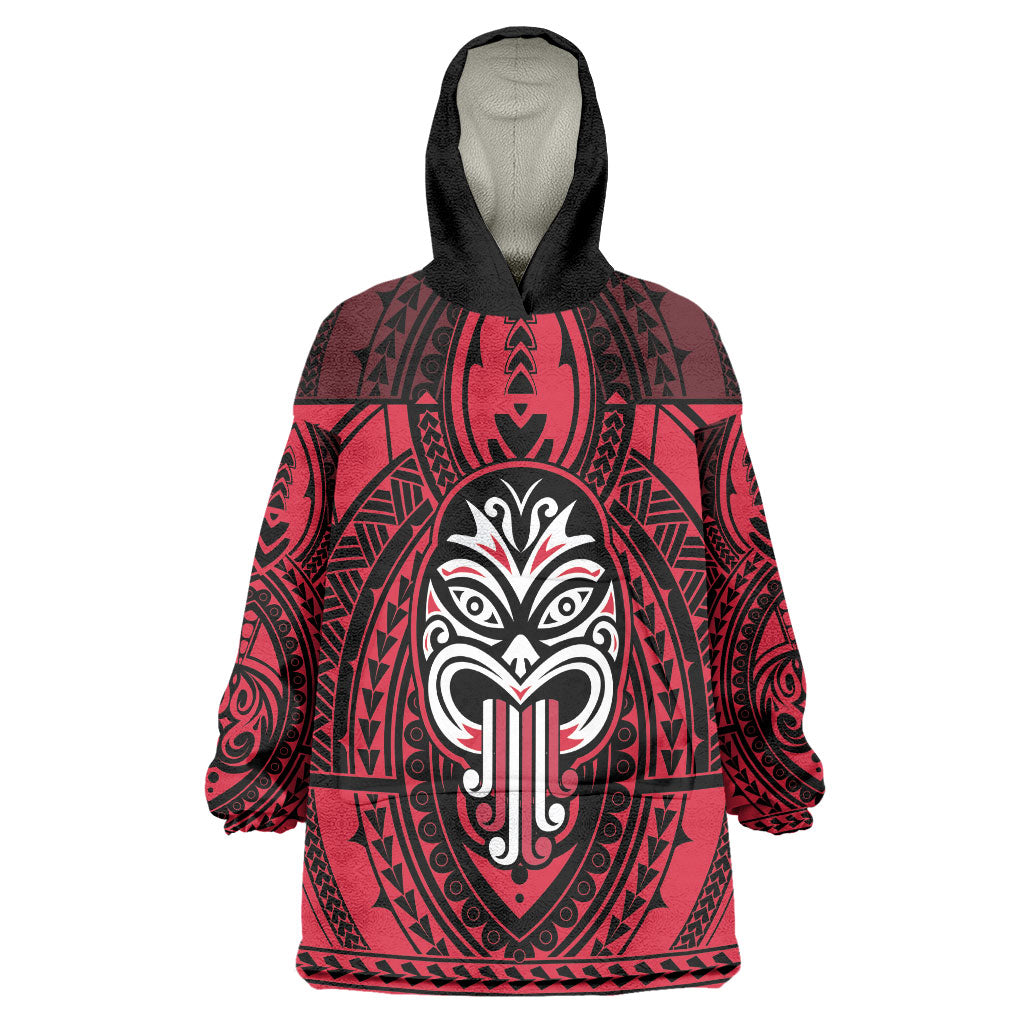 New Zealand Maori Language Week Wearable Blanket Hoodie Te Wiki O Te Reo Maori Hei Tiki LT22 One Size Red - Polynesian Pride