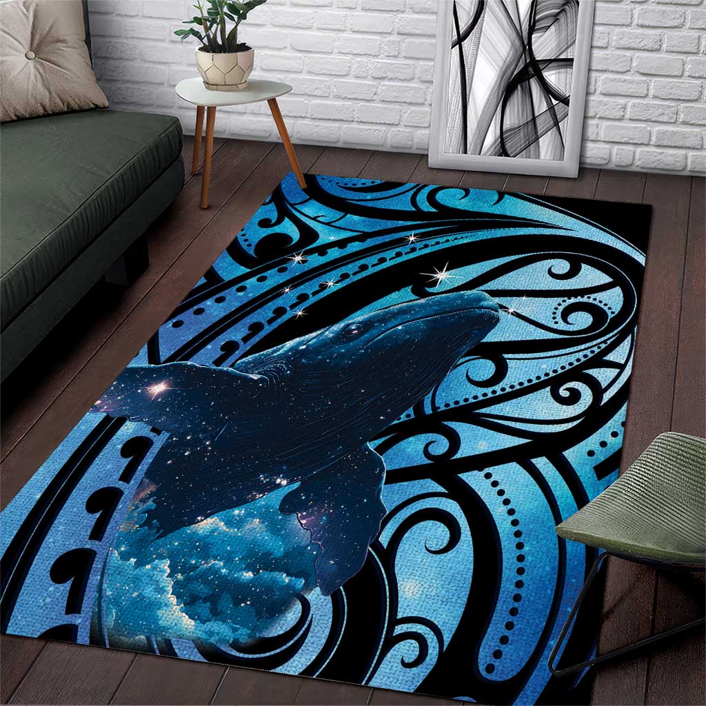 New Zealand Matariki Area Rug Maori Humpback Whale Galaxy LT22 Blue - Polynesian Pride