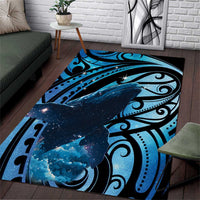 New Zealand Matariki Area Rug Maori Humpback Whale Galaxy LT22 Blue - Polynesian Pride