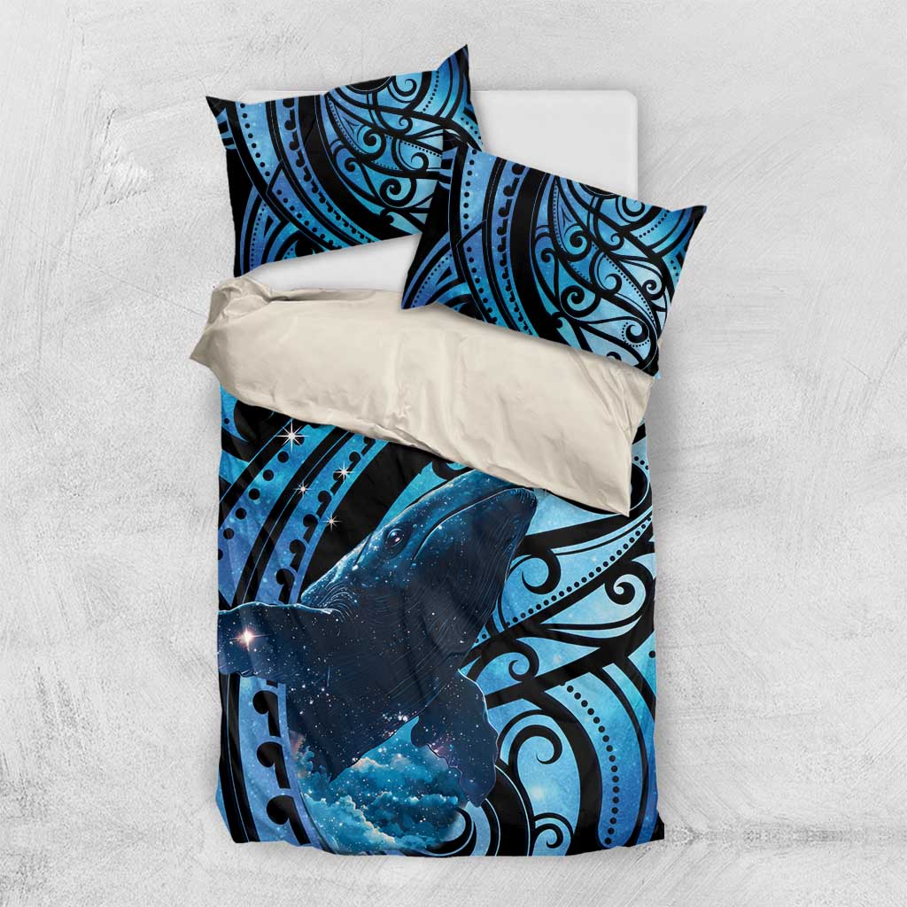 New Zealand Matariki Bedding Set Maori Humpback Whale Galaxy LT22 US Twin 172cm x 218cm Blue - Polynesian Pride
