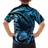 New Zealand Matariki Family Matching Off Shoulder Short Dress and Hawaiian Shirt Maori Humpback Whale Galaxy LT22 - Polynesian Pride