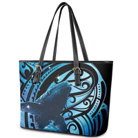 New Zealand Matariki Leather Tote Bag Maori Humpback Whale Galaxy
