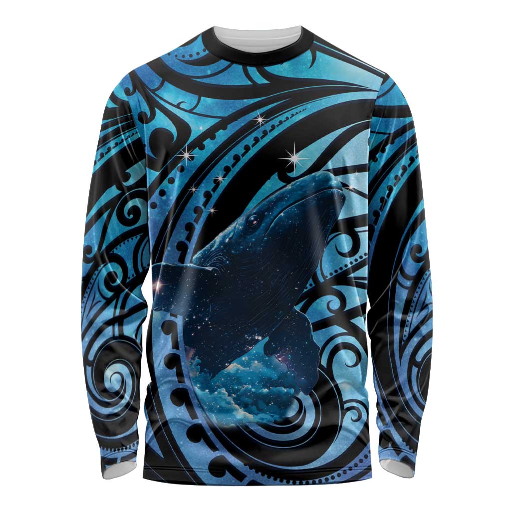 New Zealand Matariki Long Sleeve Shirt Maori Humpback Whale Galaxy