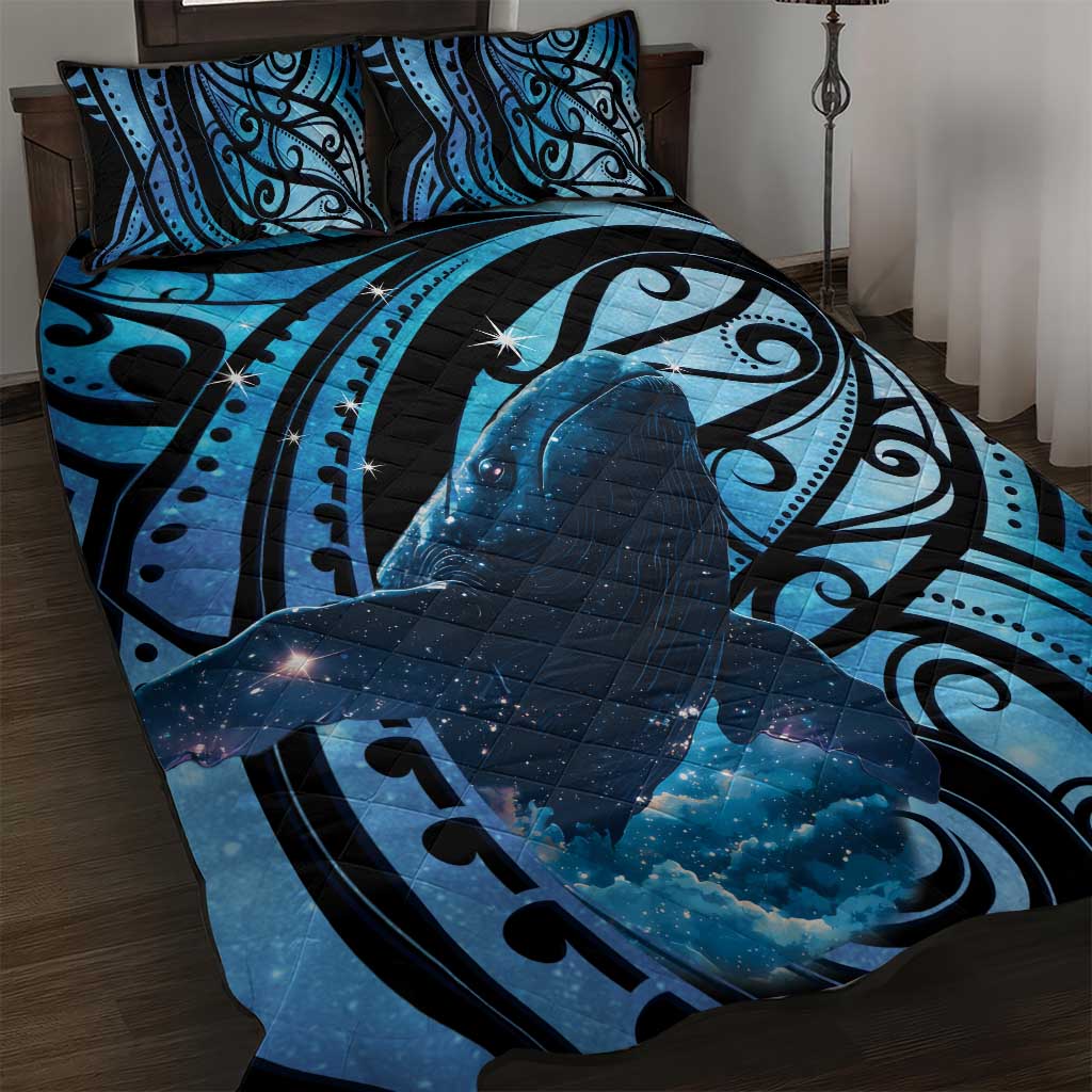 New Zealand Matariki Quilt Bed Set Maori Humpback Whale Galaxy LT22 Blue - Polynesian Pride