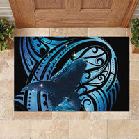 New Zealand Matariki Rubber Doormat Maori Humpback Whale Galaxy LT22 Blue - Polynesian Pride