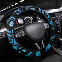 New Zealand Matariki Steering Wheel Cover Maori Humpback Whale Galaxy LT22 Universal Fit Blue - Polynesian Pride