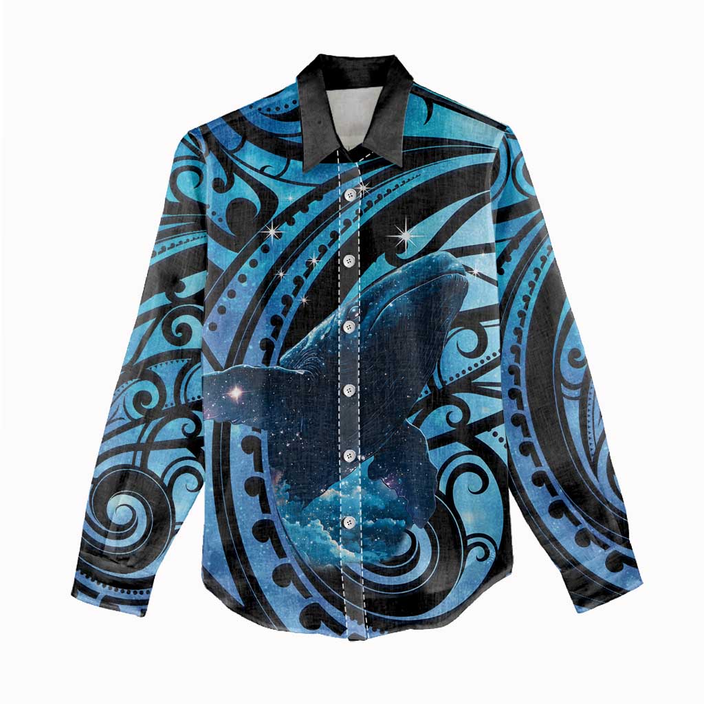 New Zealand Matariki Women Casual Shirt Maori Humpback Whale Galaxy LT22 - Polynesian Pride