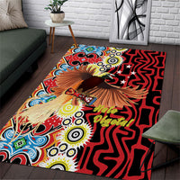 Papua New Guinea Pidgin Language Week Area Rug Halo Olgeta Tok Pisin Wik Bird Of Paradise Oro Batik LT22 Red - Polynesian Pride