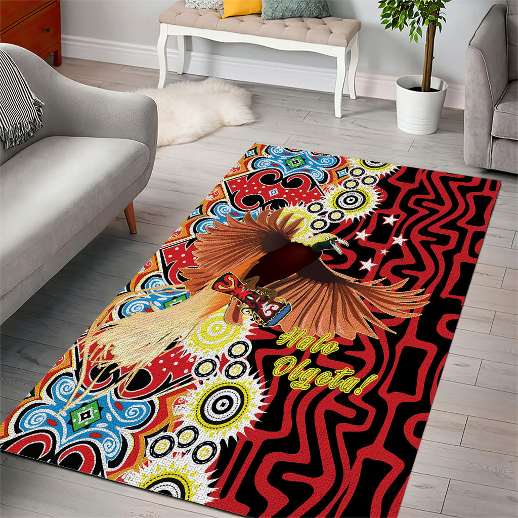 Papua New Guinea Pidgin Language Week Area Rug Halo Olgeta Tok Pisin Wik Bird Of Paradise Oro Batik LT22 - Polynesian Pride