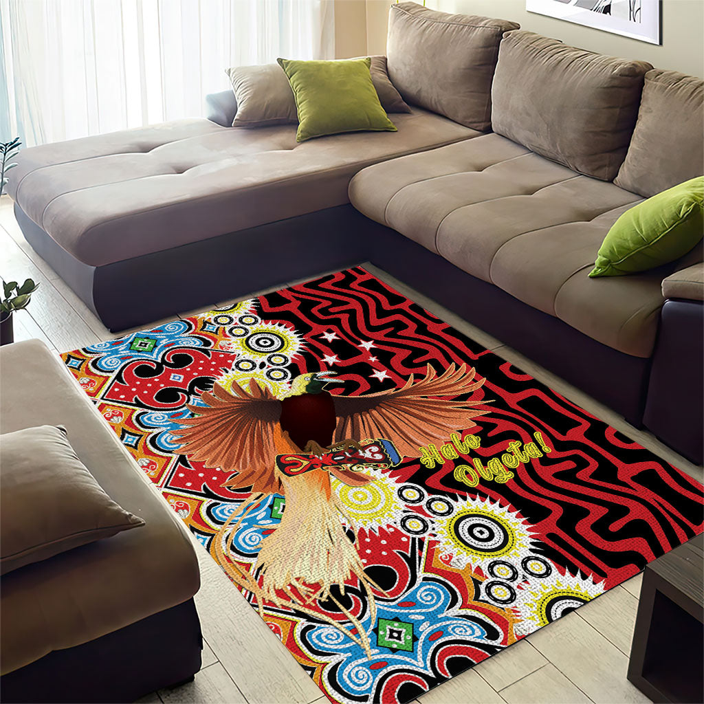 Papua New Guinea Pidgin Language Week Area Rug Halo Olgeta Tok Pisin Wik Bird Of Paradise Oro Batik LT22 - Polynesian Pride