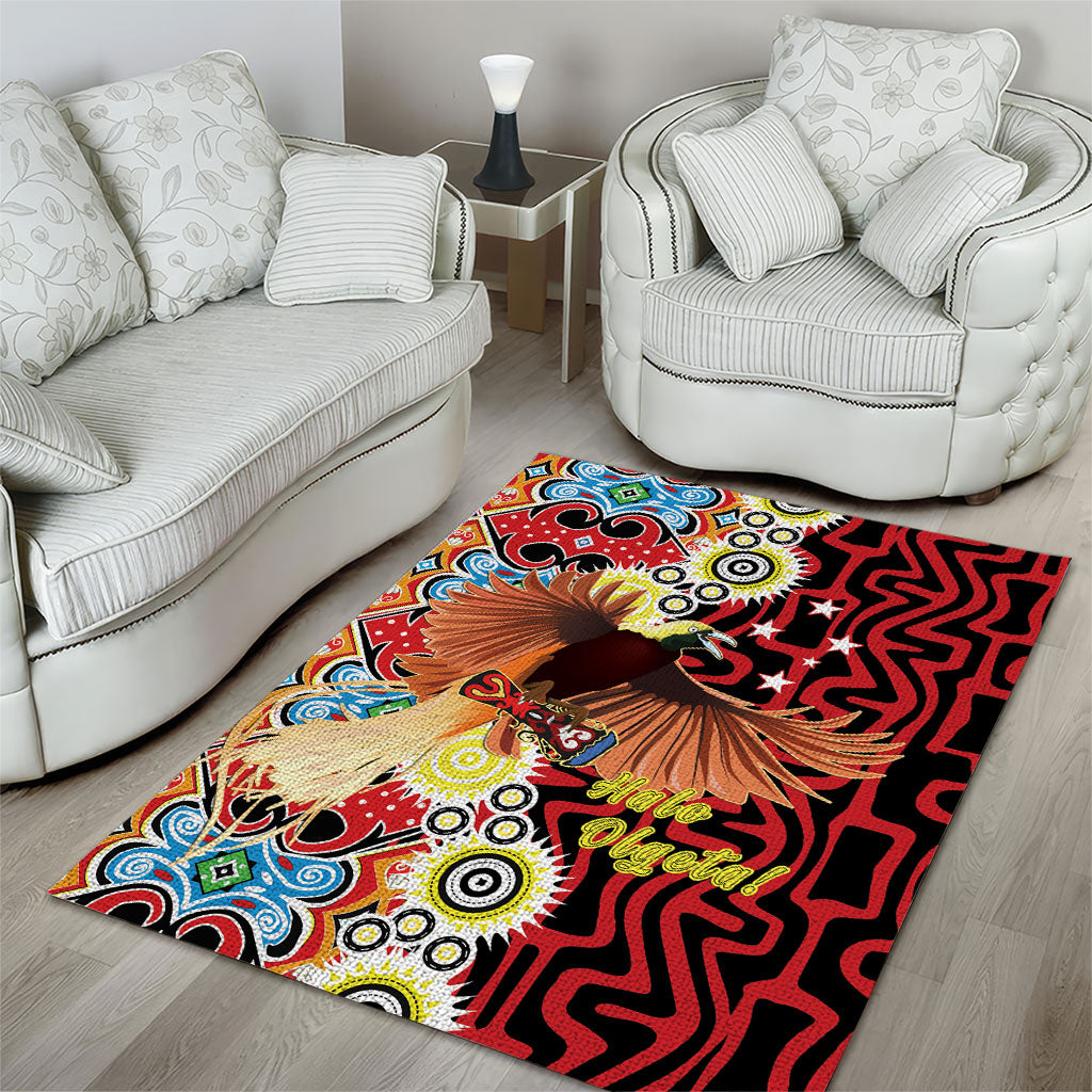 Papua New Guinea Pidgin Language Week Area Rug Halo Olgeta Tok Pisin Wik Bird Of Paradise Oro Batik LT22 - Polynesian Pride