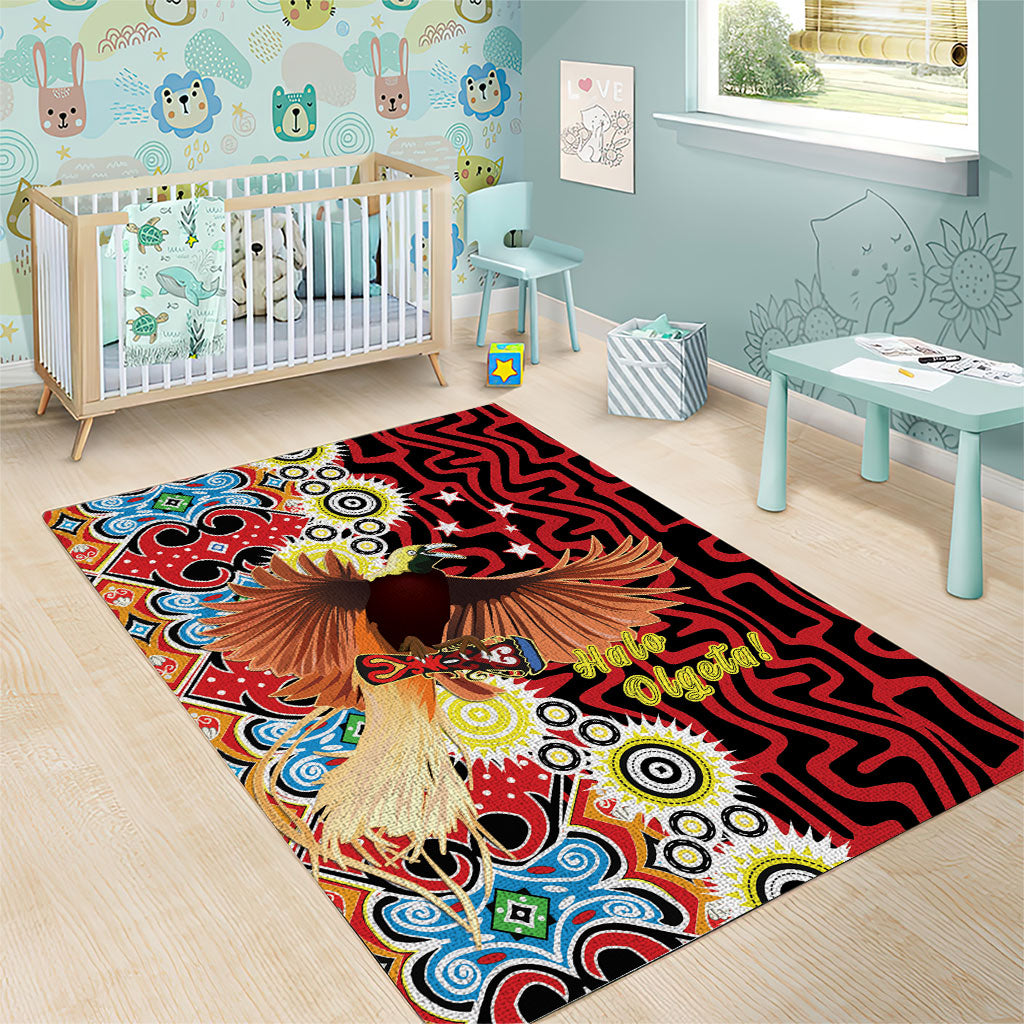 Papua New Guinea Pidgin Language Week Area Rug Halo Olgeta Tok Pisin Wik Bird Of Paradise Oro Batik LT22 - Polynesian Pride