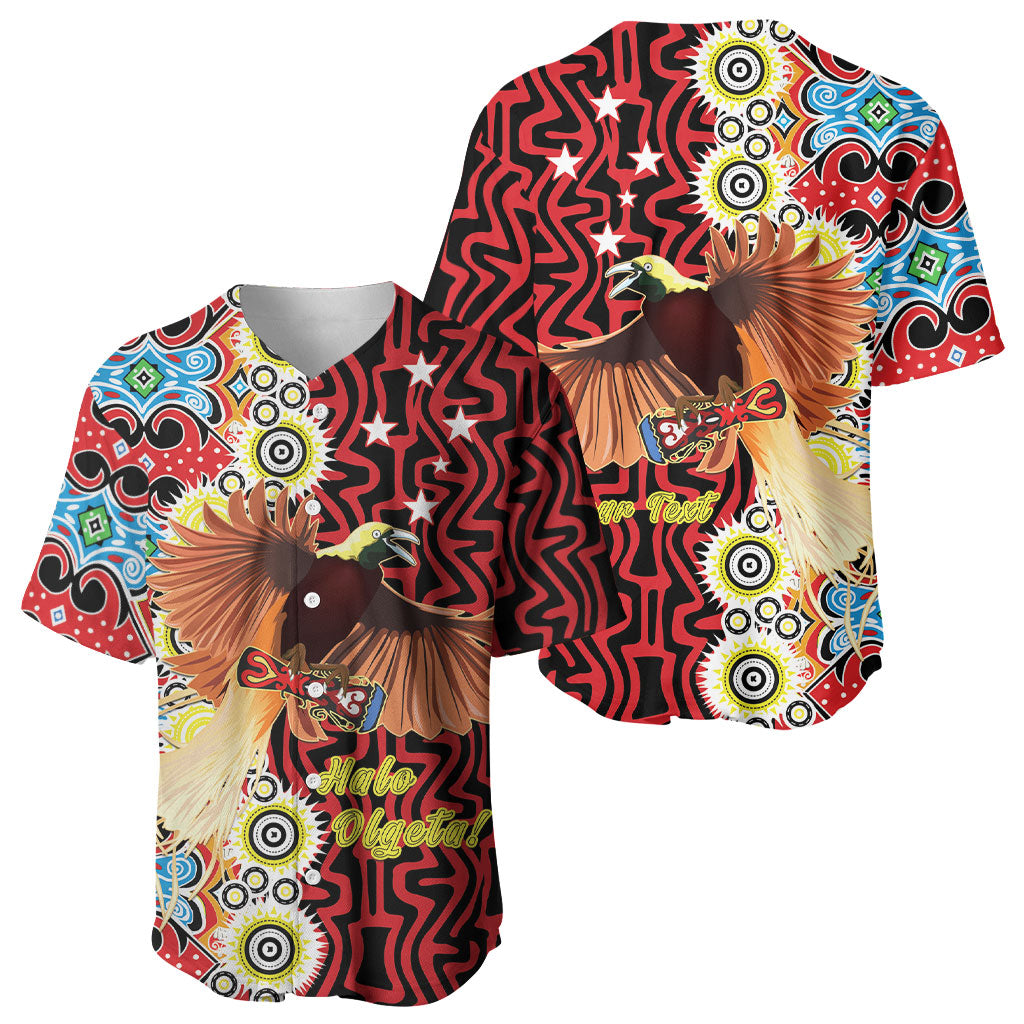 Personalised Papua New Guinea Pidgin Language Week Baseball Jersey Halo Olgeta Tok Pisin Wik Bird Of Paradise Oro Batik LT22 - Polynesian Pride