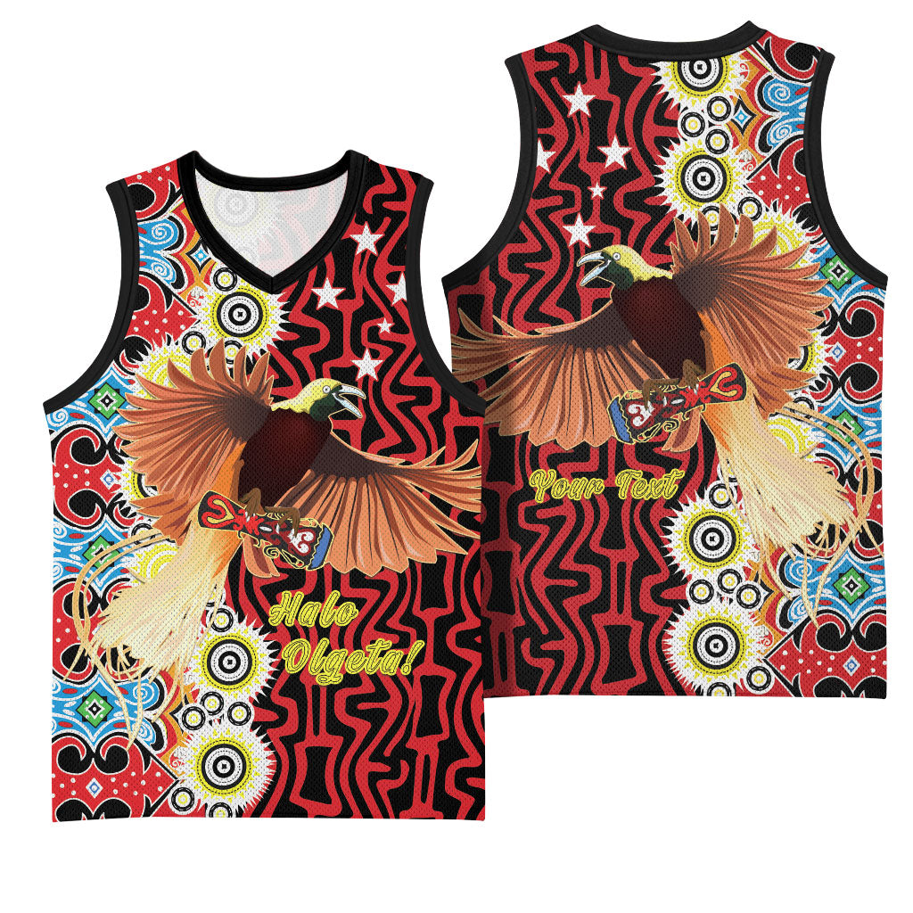 Personalised Papua New Guinea Pidgin Language Week Basketball Jersey Halo Olgeta Tok Pisin Wik Bird Of Paradise Oro Batik LT22 - Polynesian Pride