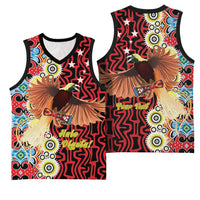 Personalised Papua New Guinea Pidgin Language Week Basketball Jersey Halo Olgeta Tok Pisin Wik Bird Of Paradise Oro Batik LT22 - Polynesian Pride