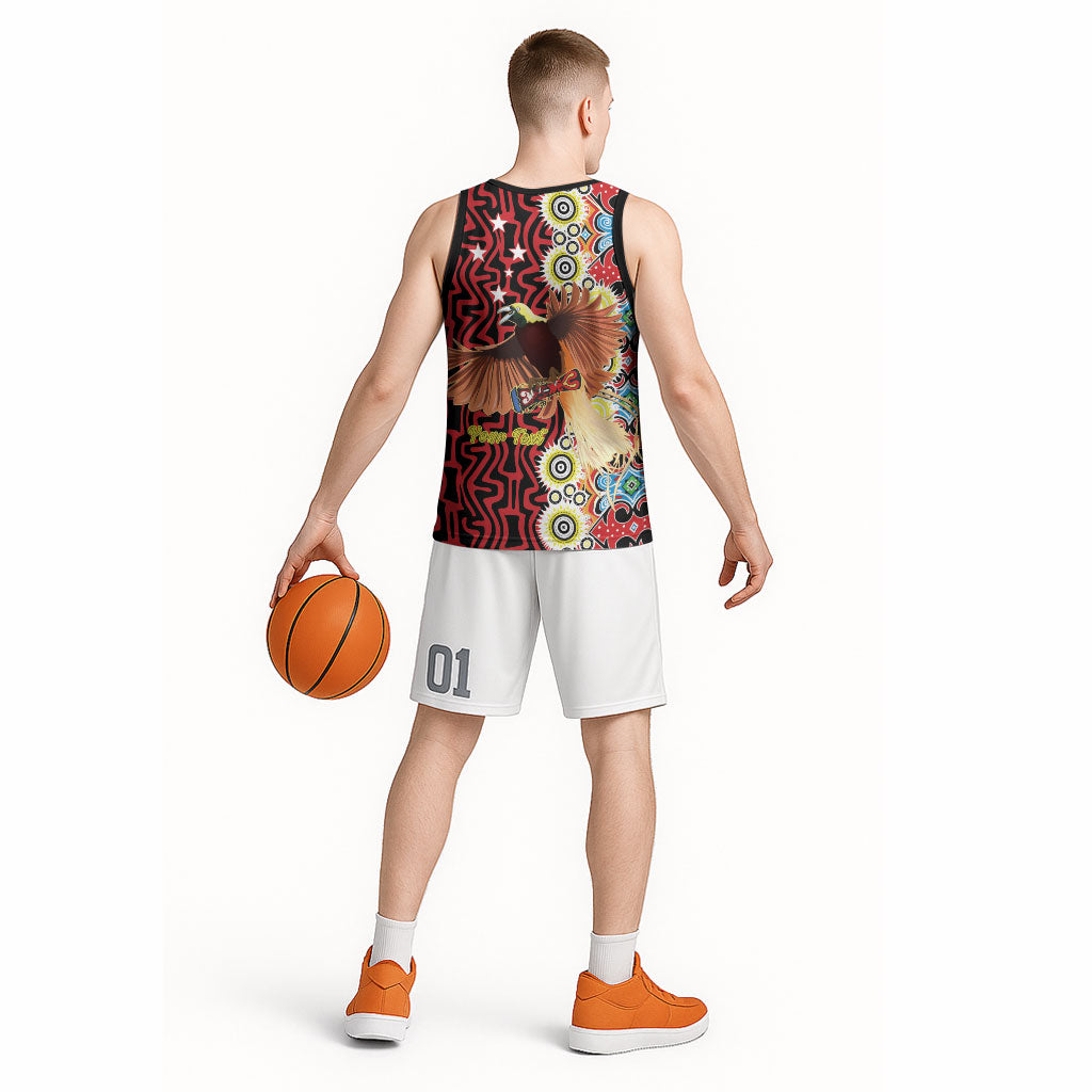 Personalised Papua New Guinea Pidgin Language Week Basketball Jersey Halo Olgeta Tok Pisin Wik Bird Of Paradise Oro Batik LT22 - Polynesian Pride