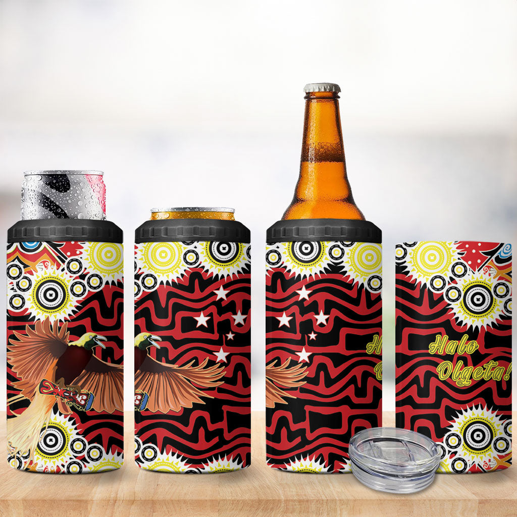 Papua New Guinea Pidgin Language Week 4 in 1 Can Cooler Tumbler Halo Olgeta Tok Pisin Wik Bird Of Paradise Oro Batik LT22 - Polynesian Pride