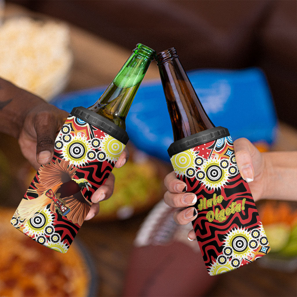 Papua New Guinea Pidgin Language Week 4 in 1 Can Cooler Tumbler Halo Olgeta Tok Pisin Wik Bird Of Paradise Oro Batik LT22 - Polynesian Pride