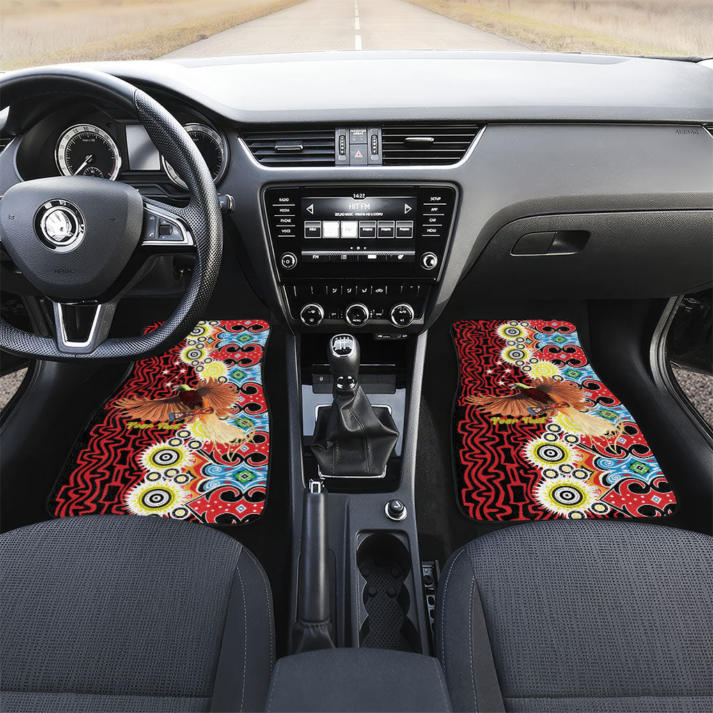 Personalised Papua New Guinea Pidgin Language Week Car Mats Halo Olgeta Tok Pisin Wik Bird Of Paradise Oro Batik LT22 Set 2pcs - Front Red - Polynesian Pride