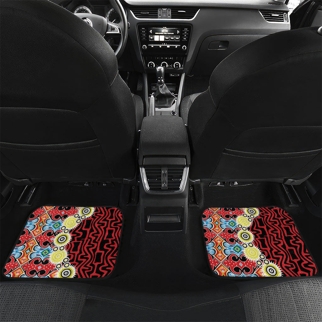 Personalised Papua New Guinea Pidgin Language Week Car Mats Halo Olgeta Tok Pisin Wik Bird Of Paradise Oro Batik LT22 Set 2pcs - Back Red - Polynesian Pride